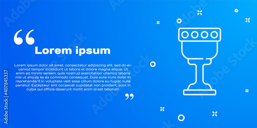 White line Medieval goblet icon isolated on blue background. Holy grail. Vector.