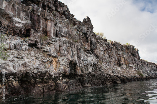 El Barranco or Prince Phillip's Steps at Genovesa Island (Tower or Bird Island), Galapagos Archipelago. Flat lava rock formation provides an amazing view of various exotic birds