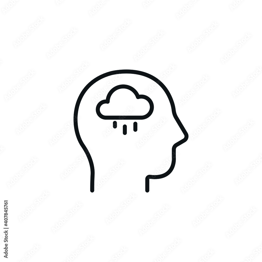 Head with cloud, mood swigns symbol - simple line icon vector Head with cloud, mood swigns symbol - simple line icon vector