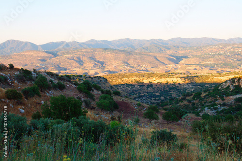 mountain landscape against the backdrop of a receding sunset