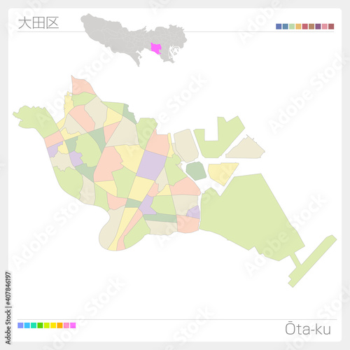 大田区・Ōta-ku・色分け・町名なし（東京都）