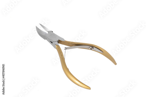 Stainless Steel Manicure Nippers isolated on white background.
Pedicure Pliers for Cutting Toenails.
