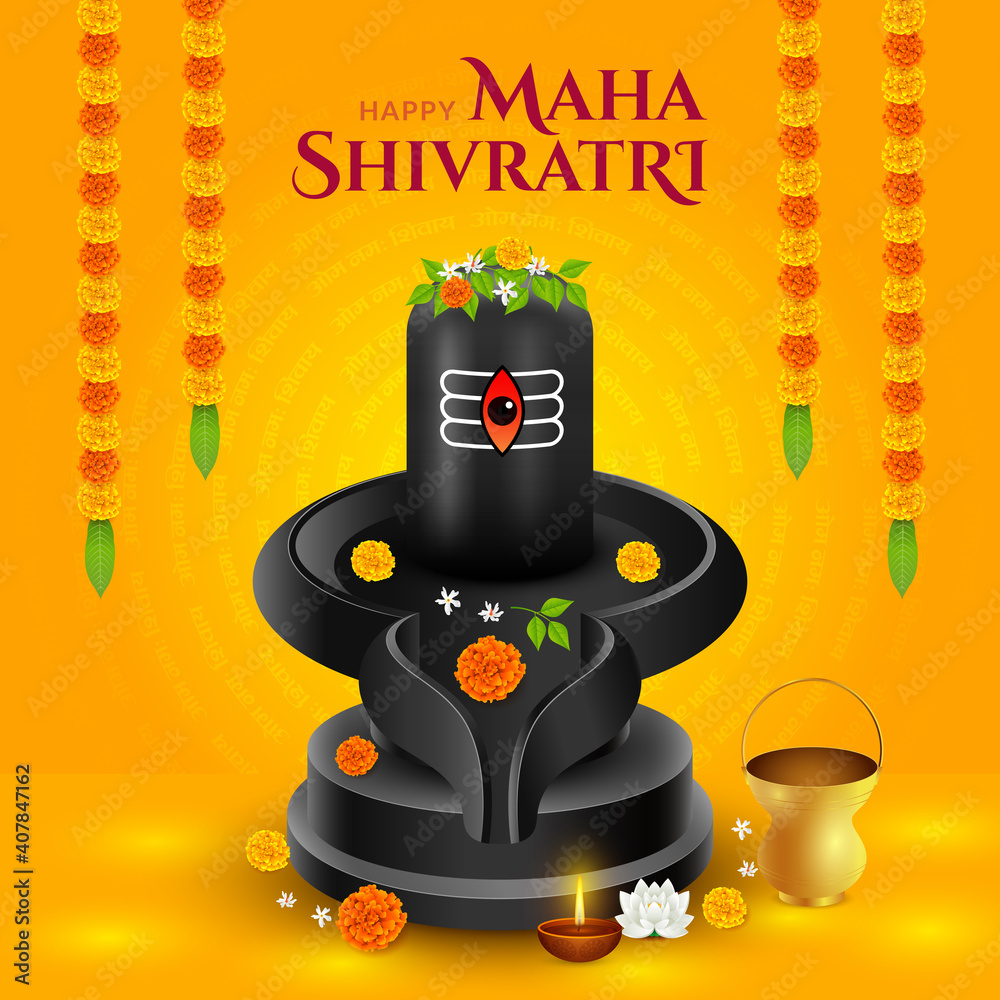 Happy Maha Shivratri, Shivlinga Puja background Stock Vector ...