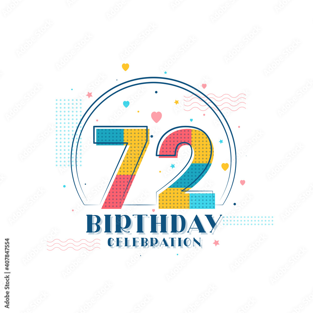 Fototapeta premium 72 Birthday celebration, Modern 72nd Birthday design