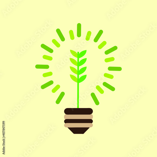 light bulb with green leaves logo go green