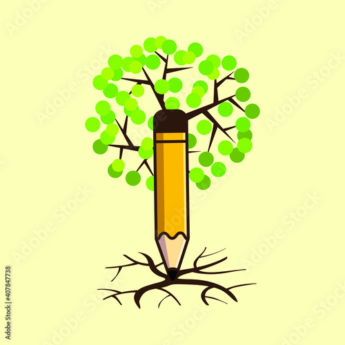 illustration of go green pencil logo vector