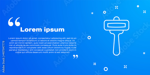 White line Shaving razor icon isolated on blue background. Vector.