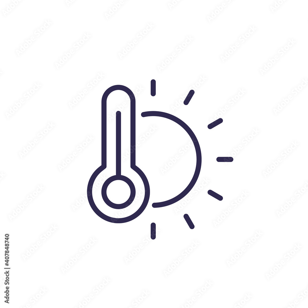 meteorology, temperature line icon on white meteorology, temperature line icon on white