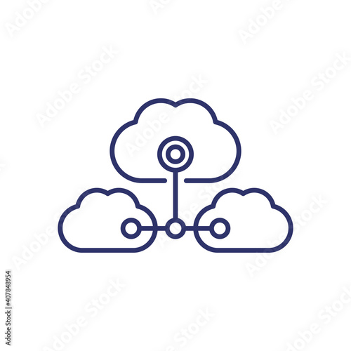 Cloud services, saas line icon