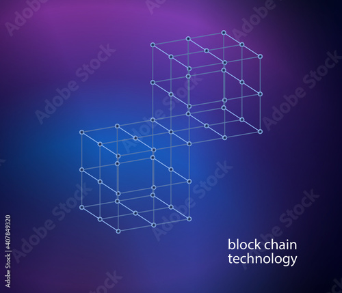 blockchain technology, Blockchain concept 3 network connections . 3d rendering