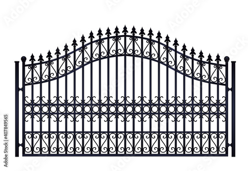 Black steel fence. vector illustration