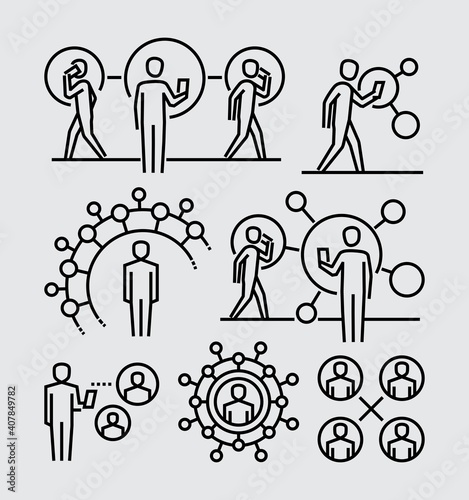 Contact Tracing Vector Line Icons