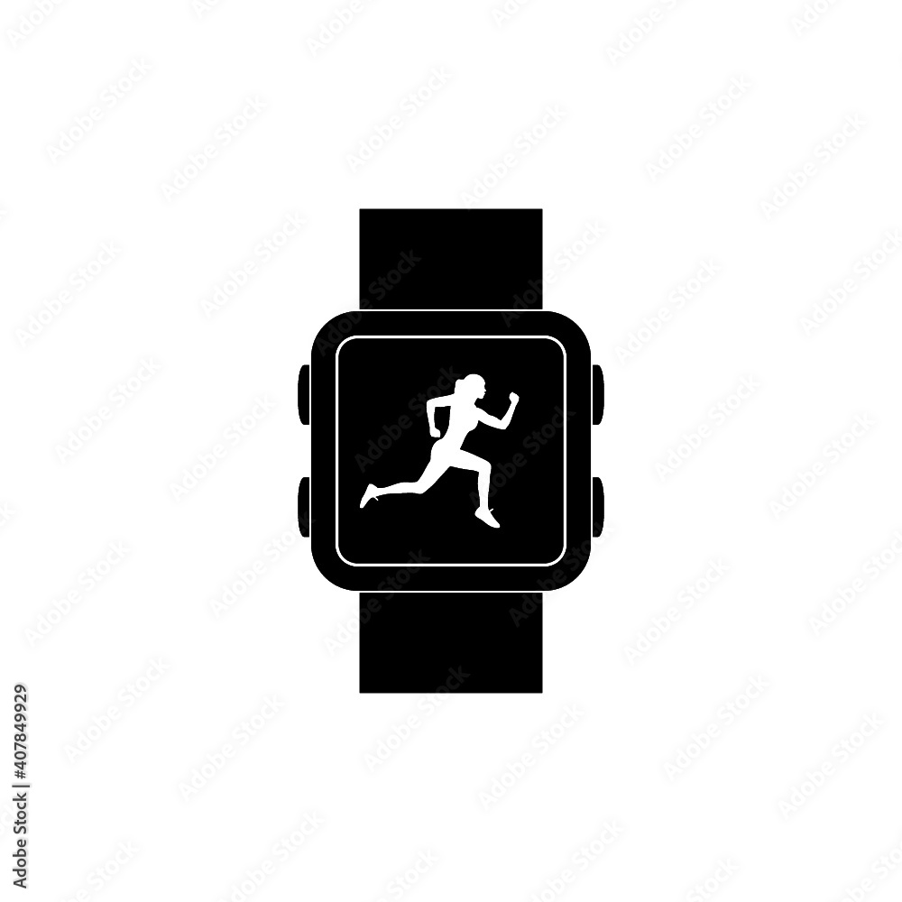 Fitness running tracking smartwatch icon isolated on white background Fitness running tracking smartwatch icon isolated on white background