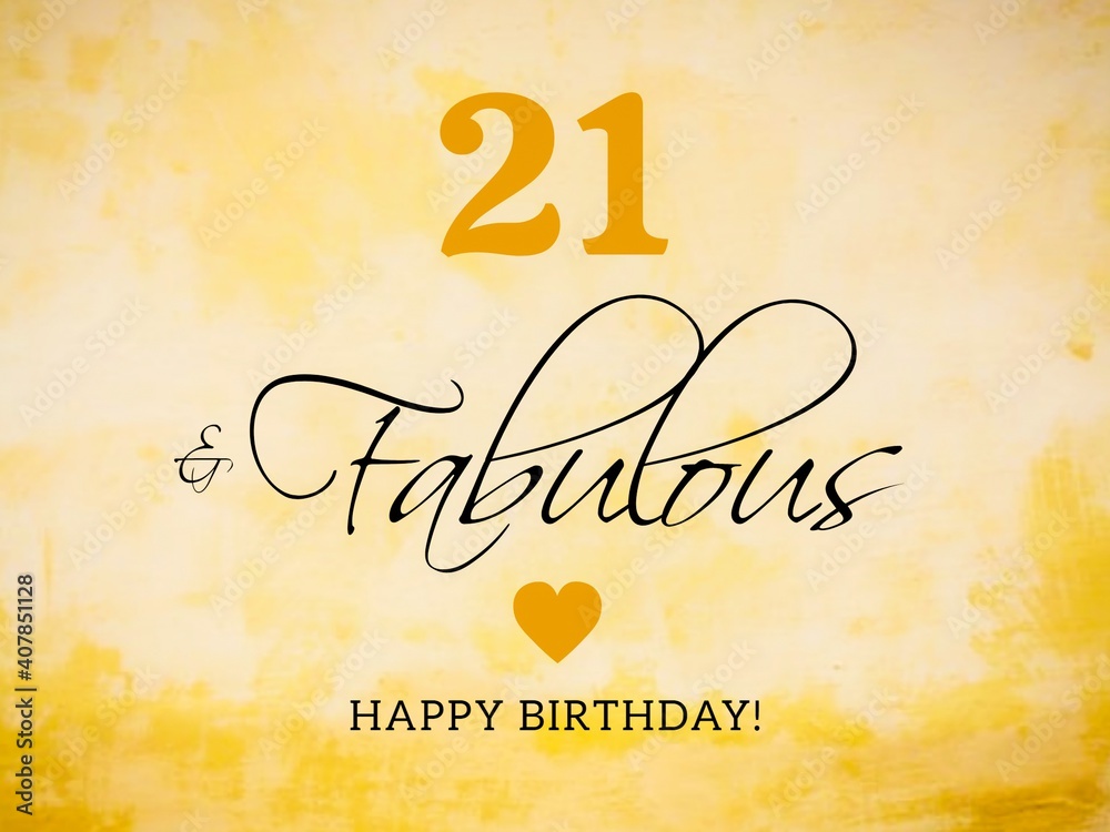 Fototapeta premium 21st birthday card wishes illustration