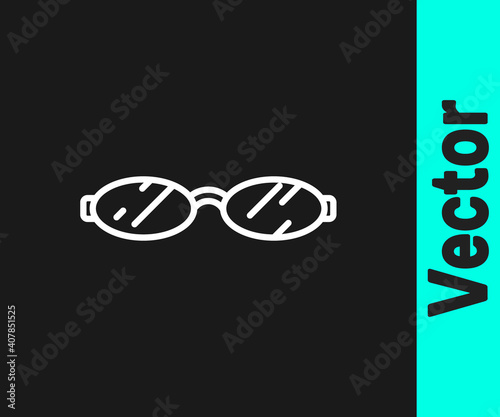 White line Eyeglasses icon isolated on black background. Vector.