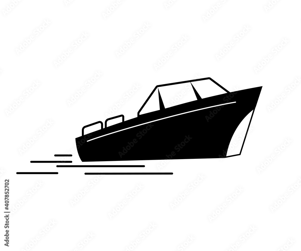 The boat. Minimalism style, black on white. Vector, isolated. The boat. Minimalism style, black on white. Vector, isolated.
