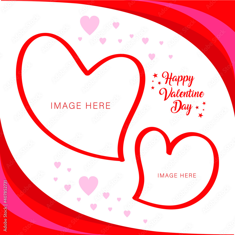 Romantic Love frame decoration with hearts  frame for Happy Valentines Day greeting card or Wedding invitation. Vector pink border template. Love e-card, banner, Origami Cut paper red heart vector