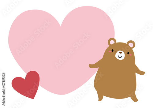 ハート クマ フレーム イラスト04