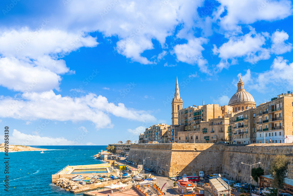 The Basilica of Our Lady of Mount Carmel and Saint Paul's Church, in Valletta on the island of Malta