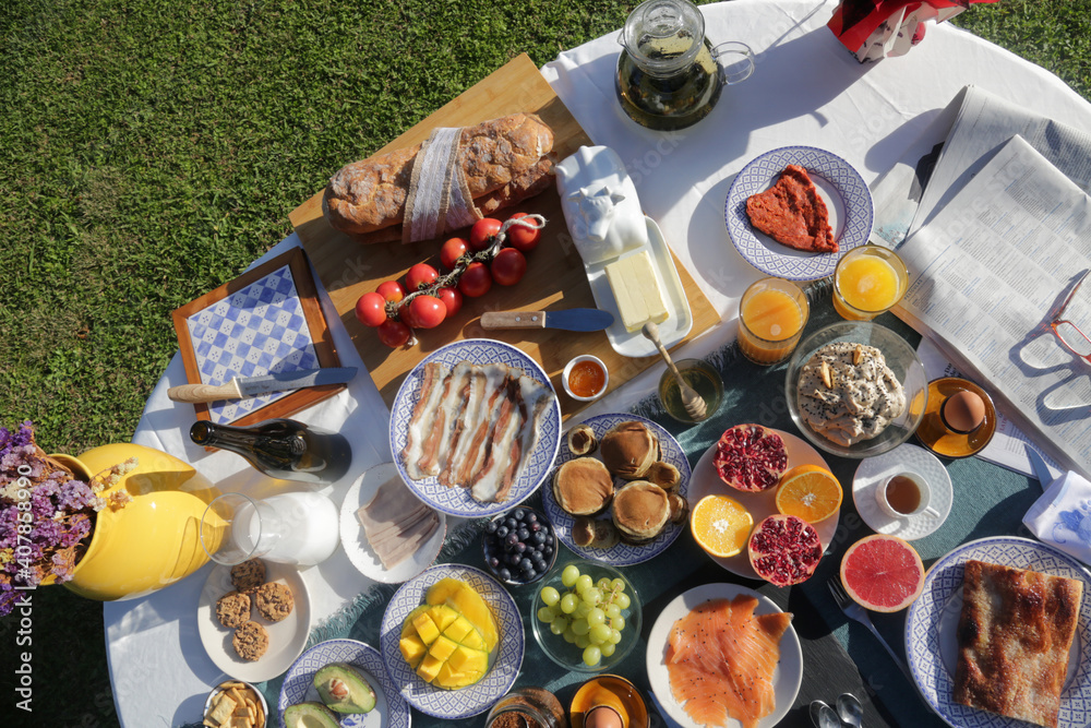 breakfast morning buffet brunch with food and drinks breakfast morning buffet brunch with food and drinks