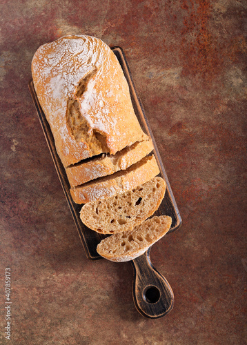 Fresh homemade bran bread loaf photo