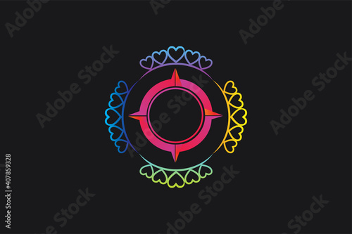 Colorful Queen Crown Compass Logo Template