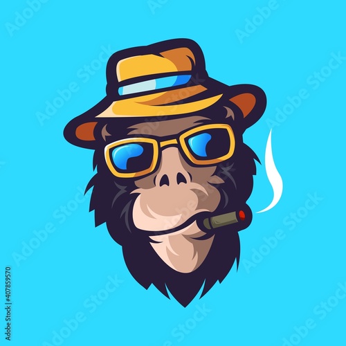 Monkey head logo design vector