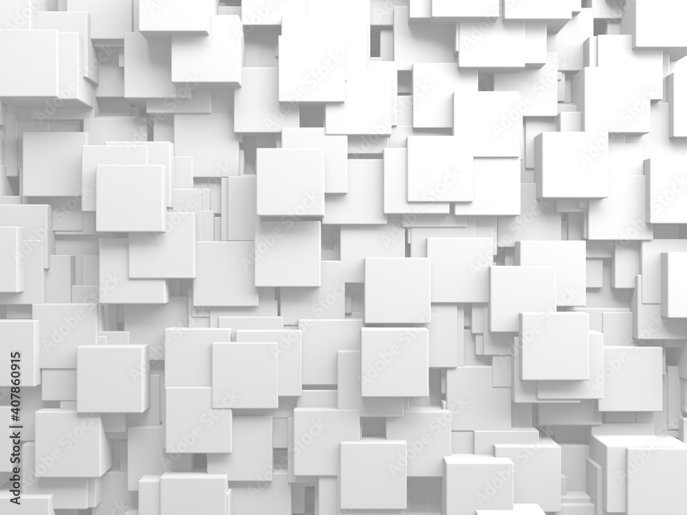 White cubes structure. Abstract futuristic background.