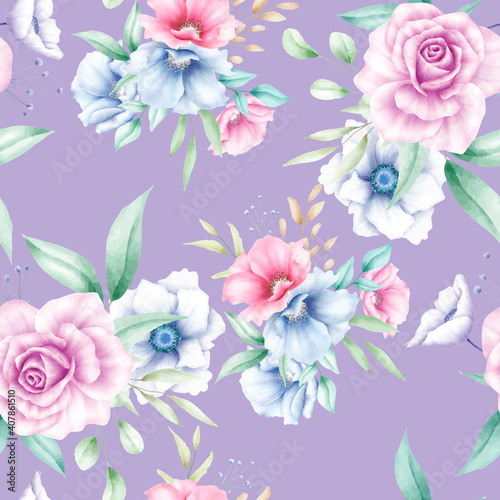 Fototapeta Naklejka Na Ścianę i Meble -  Beautiful flower seamless pattern