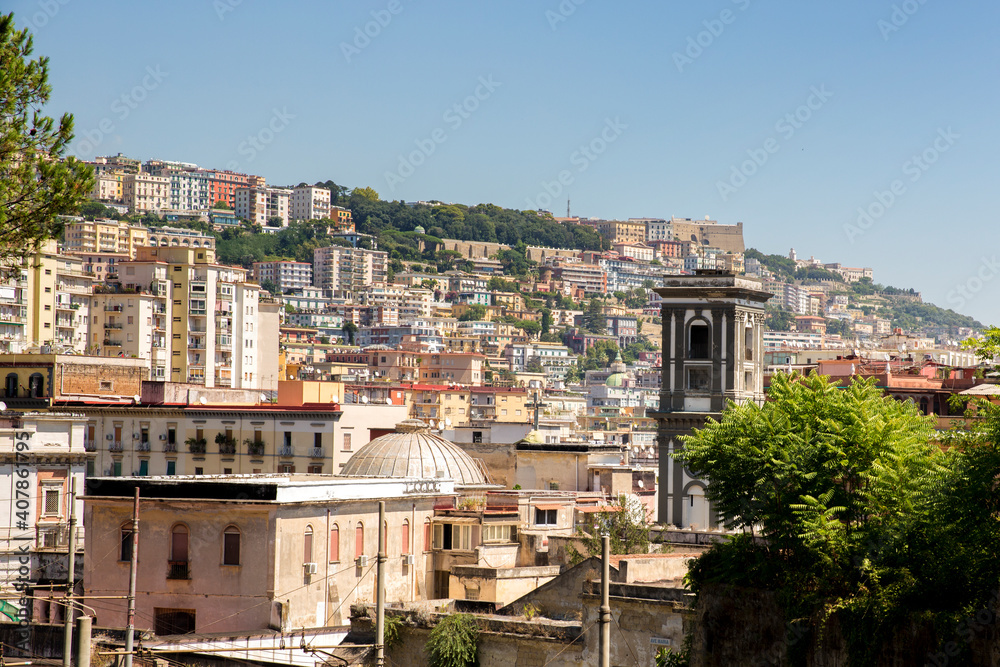 View of the city of Naples from the Vergiliano park.