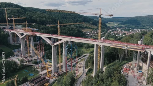 Flight towards Bridges Contruction site in germany photo