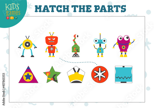 Vector robotics for match the parts mini game.