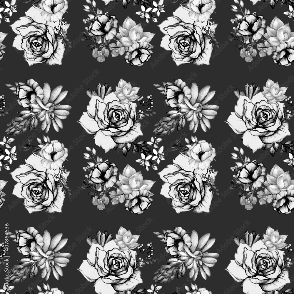 Monochrome background floral pattern 