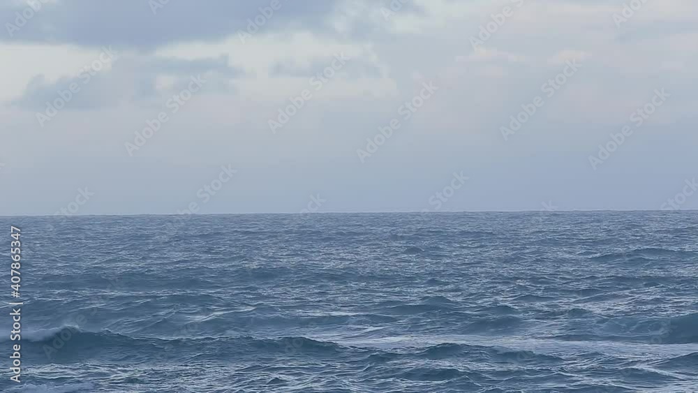 Rough seas on the coast with light rain | On the coast of Tenerife in the Atlantic Ocean