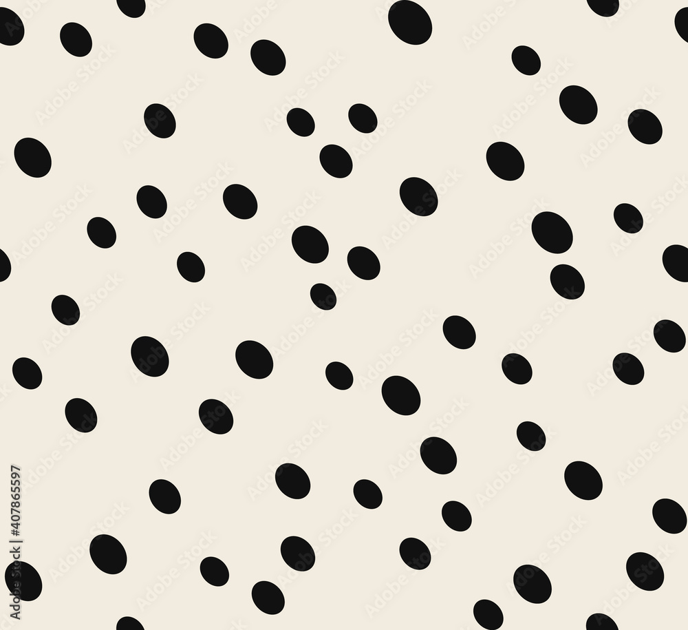 Seamless pattern of thabstract animal background. Hand-drawn trendy cheetah pattern isolated on a beige background. Suitable for web and print design. The asymmetr texture of different sizes of ovals.