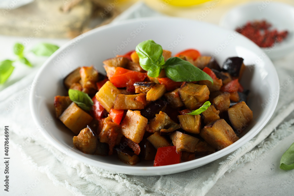 Traditional homemade caponata or vegetable ragout