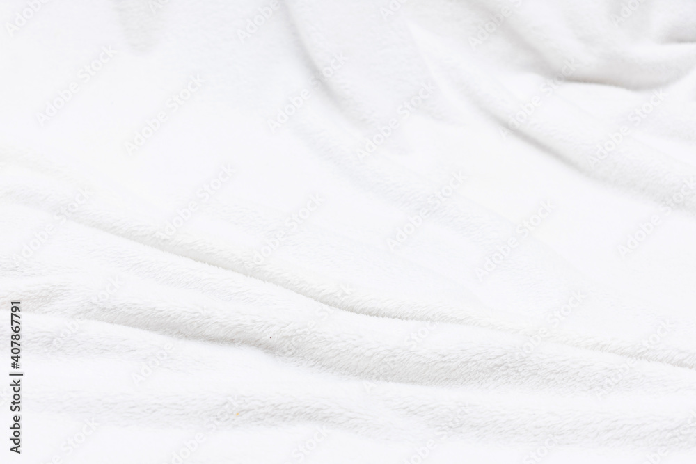 White crumpled blanket, top view