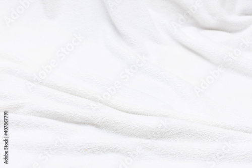 White crumpled blanket, top view