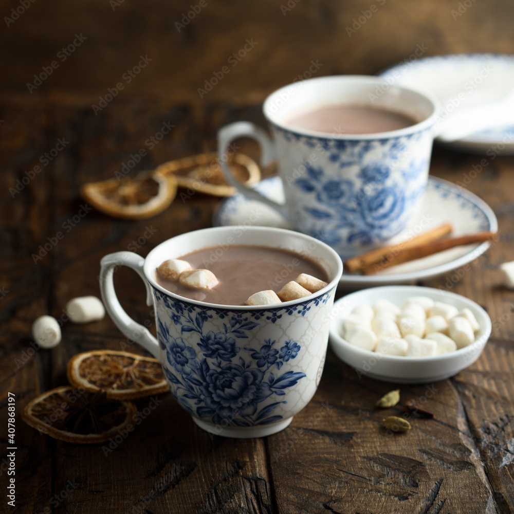 Homemade hot chocolate with marshmallow Homemade hot chocolate with marshmallow
