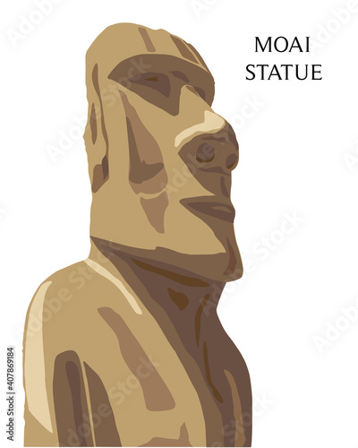 Moai Monolithic Statue Polynesia Easter Islands and Chile, vector illustration