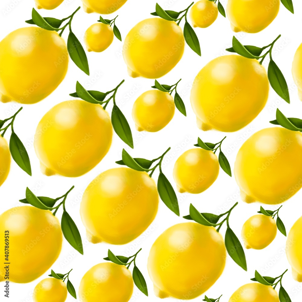 seamless pattern with yellow lemons