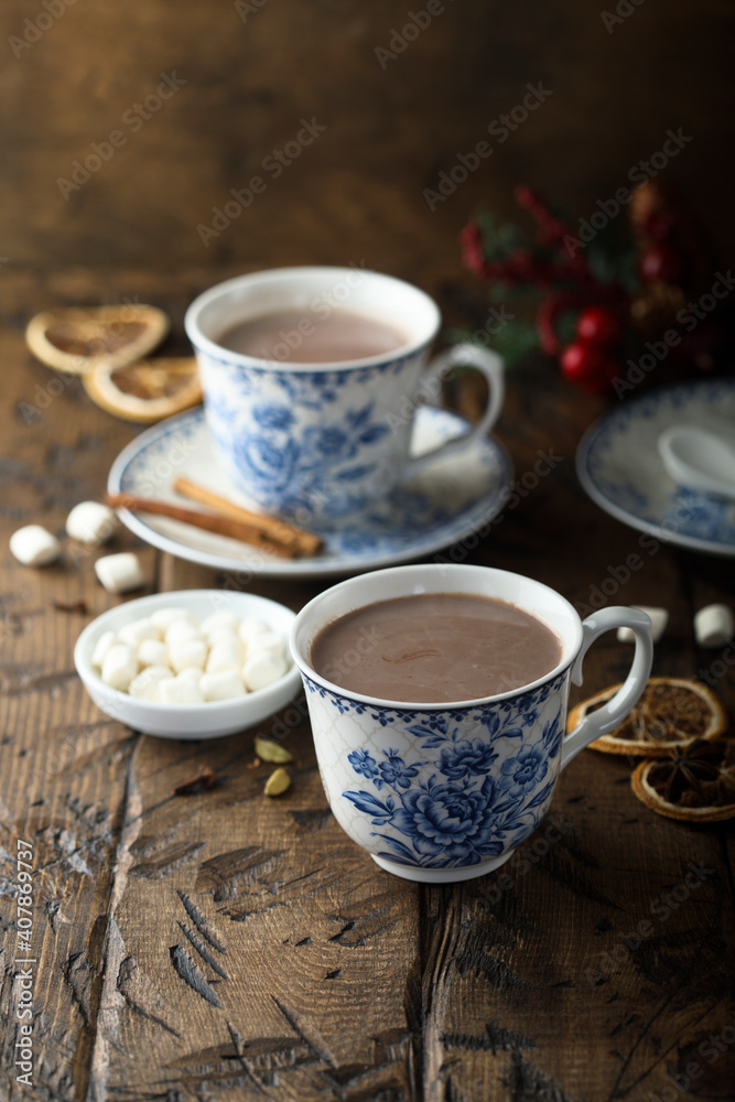 Homemade hot chocolate with marshmallow Homemade hot chocolate with marshmallow