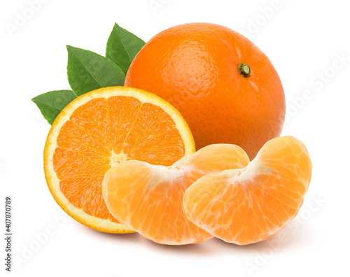 Fresh orange isolated on white background,Peeled orange,Sliced.