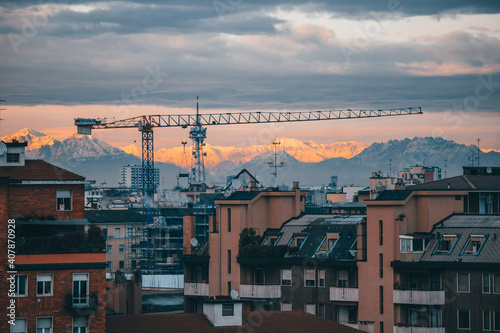 sunset over the city