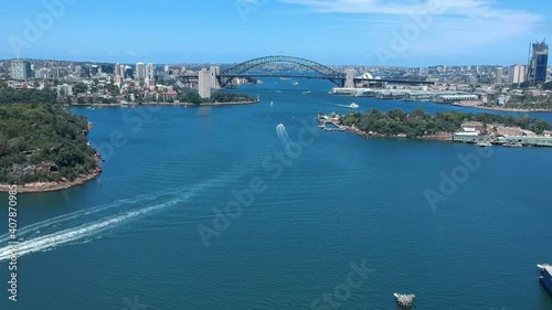 Wallpaper Mural Panoramic Drone Aerial view of Sydney Harbour Yachts Boats houses and the bridge NSW Australia Torontodigital.ca