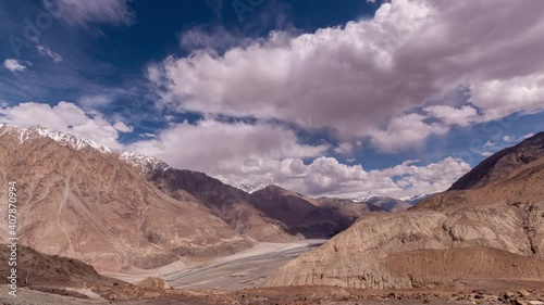 Breathtaking 4k Time Lapse of Clouds and High Mountains near Khardung La, Ladakh photo