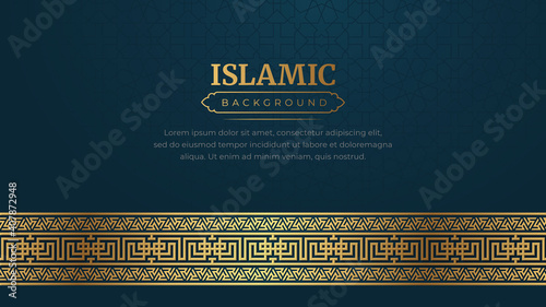 Islamic Arabic Golden Ornament Border Arabesque Pattern Luxury Background