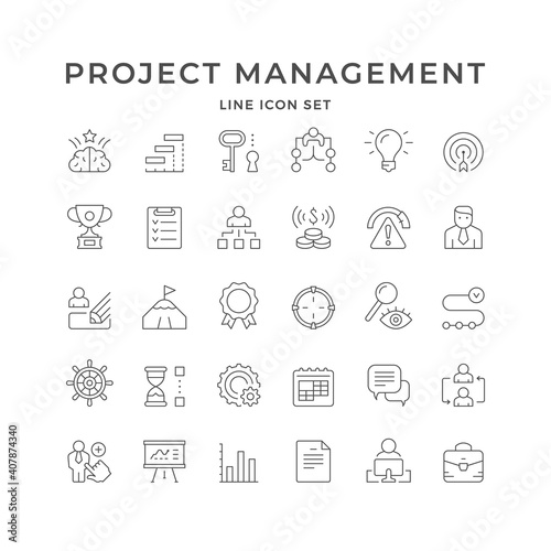 Set line icons of projects management