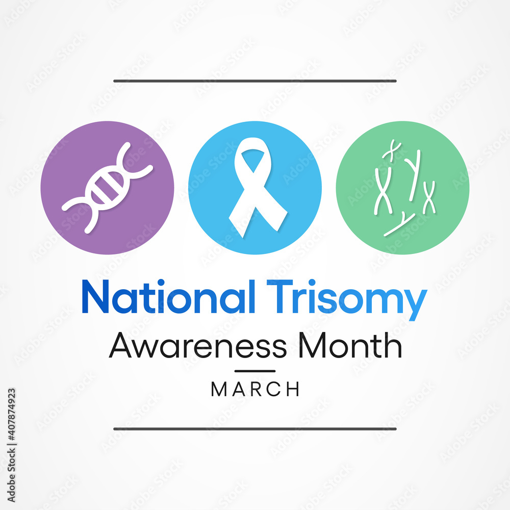 Vector illustration on the theme of Trisomy awareness month, A trisomy is a chromosomal condition characterized by an additional chromosome. A person with a trisomy has 47 chromosomes instead of 46. Vector illustration on the theme of Trisomy awareness month, A trisomy is a chromosomal condition characterized by an additional chromosome. A person with a trisomy has 47 chromosomes instead of 46.