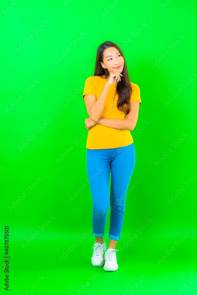 Portrait beautiful young asian woman smile with action Portrait beautiful young asian woman smile with action